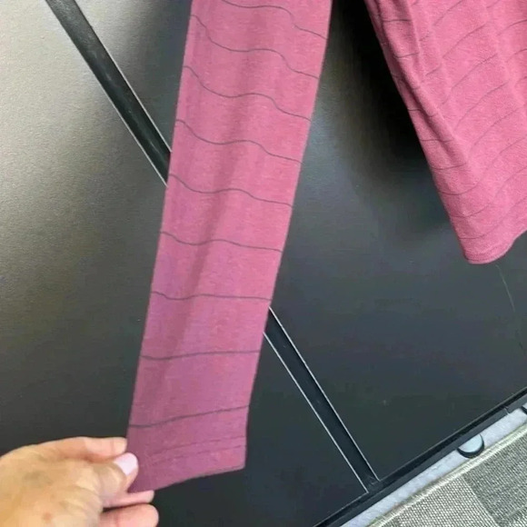 Structure Long Sleeve ribbed pullover, boatneck,thin stripe, color wine/black - Picture 5 of 9